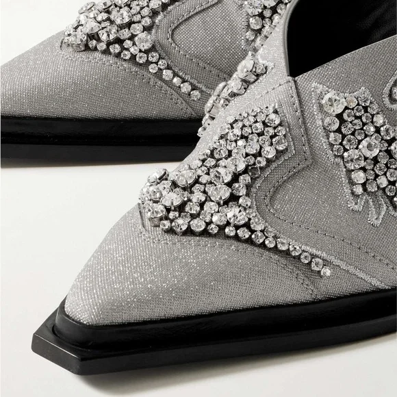 New JIMMY CHOO Cece Mule II 60 Silver Glitter Crystal Mules $2,995 37 - Picture 6 of 15